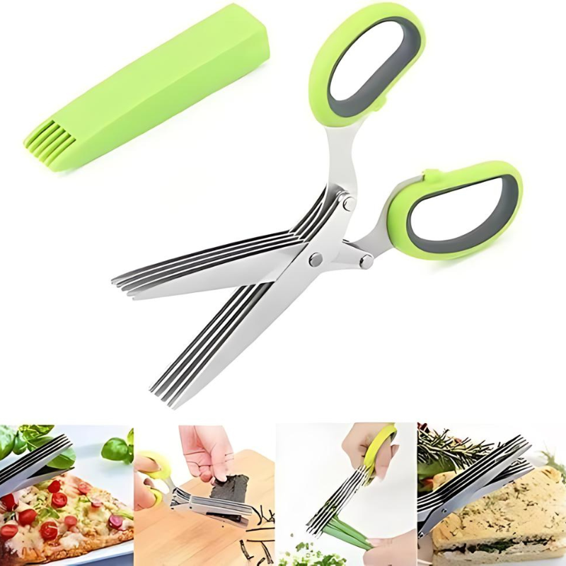 SnipMaster® -Tijeras De Cocina Para Picar Verduras Con 5 Hojas Y Cubierta