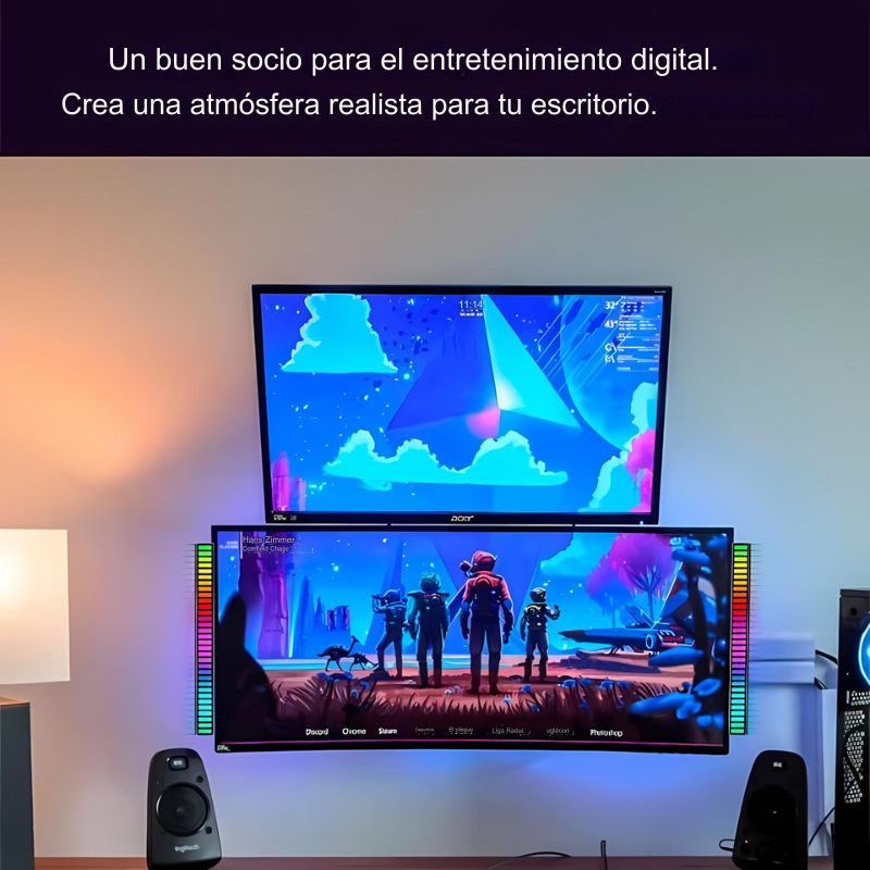 PulseFlow™️-Tira de luces LED RGB con Control de sonido y música