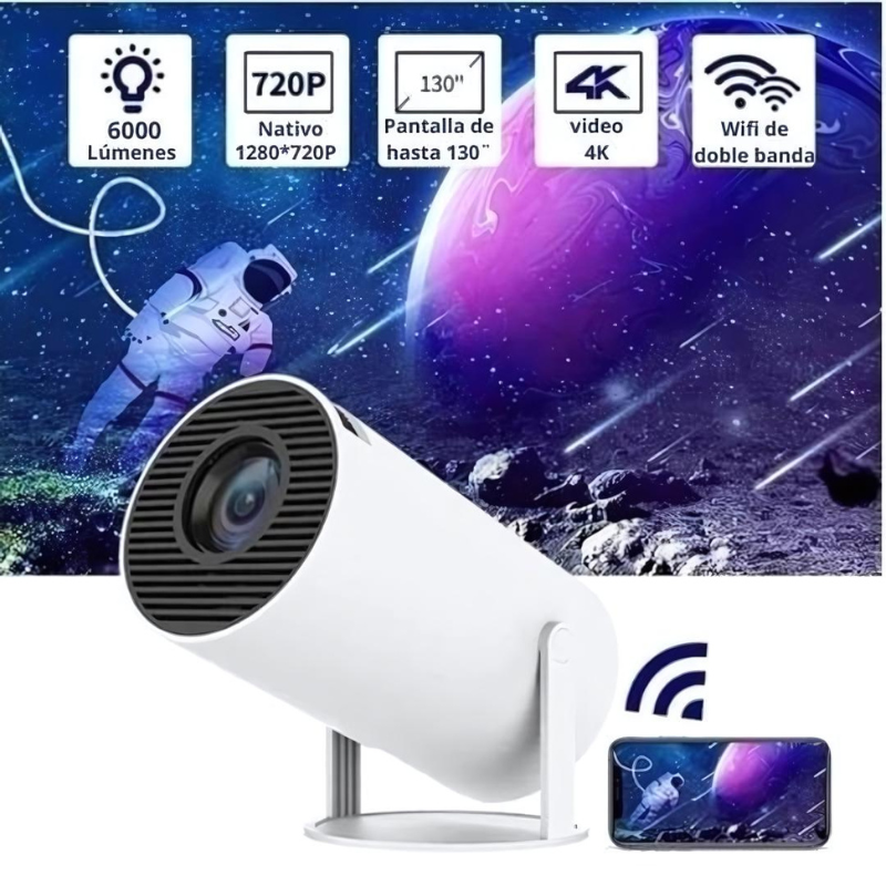 Spectra™ - Mini Proyector Giratorio Wifi 4K HD