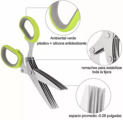 SnipMaster® -Tijeras De Cocina Para Picar Verduras Con 5 Hojas Y Cubierta