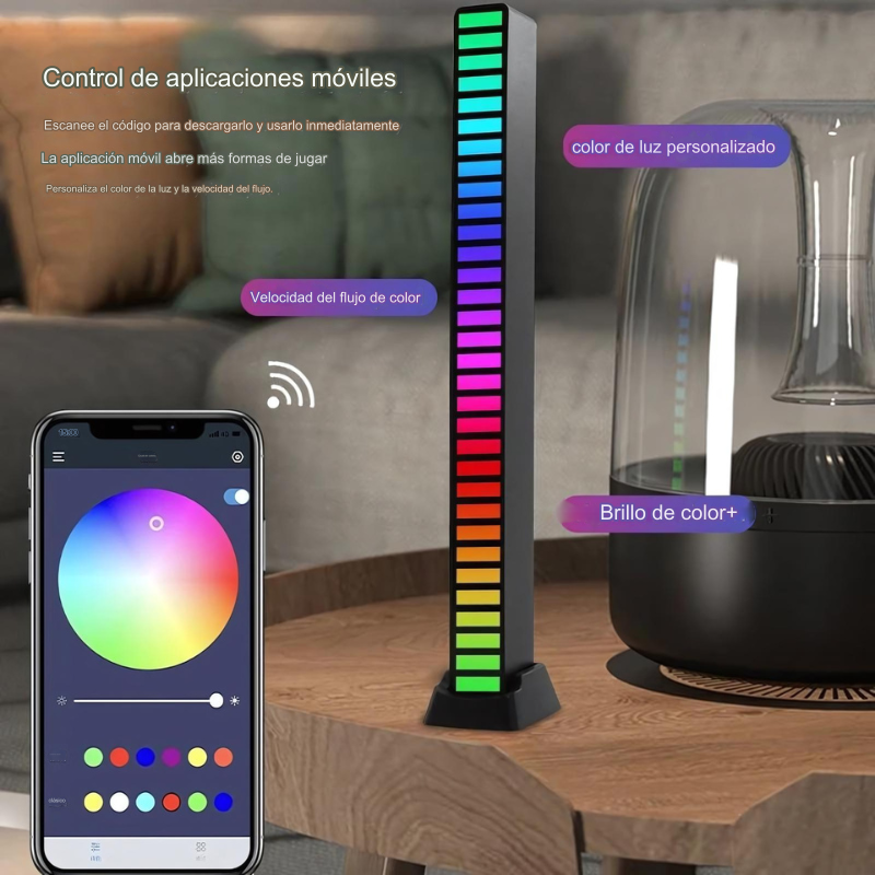 PulseFlow™️-Tira de luces LED RGB con Control de sonido y música