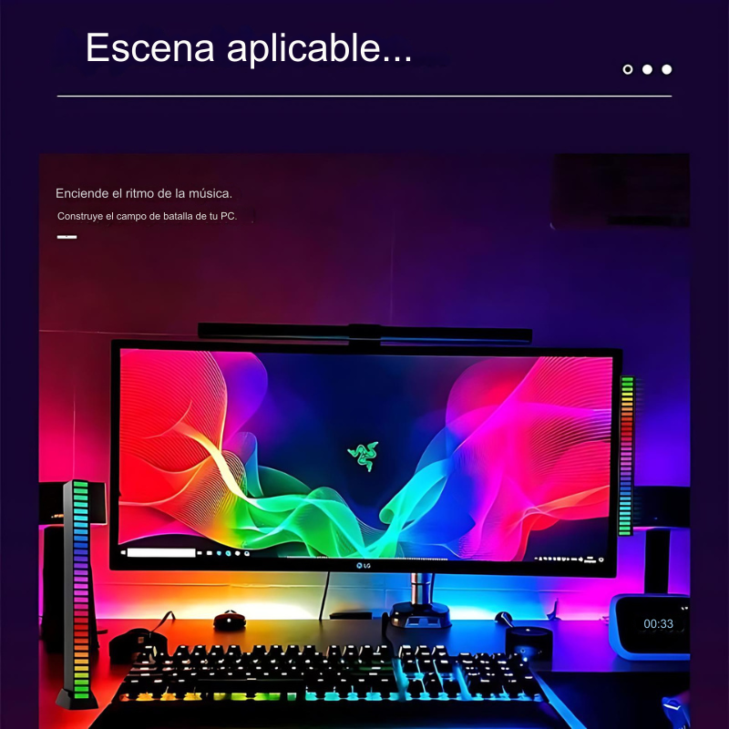 PulseFlow™️-Tira de luces LED RGB con Control de sonido y música