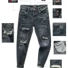 Patchwork Distressed Denim Jeans